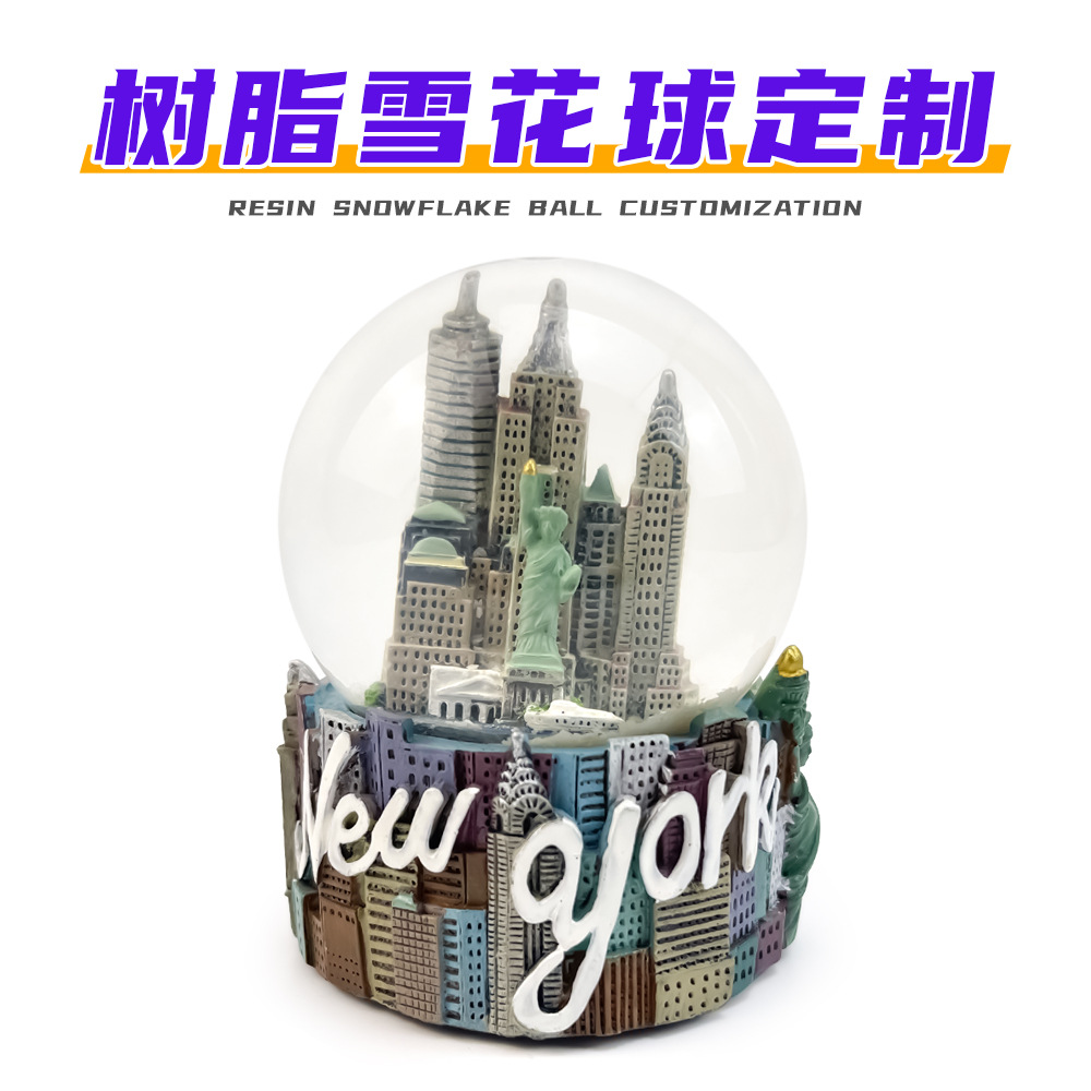 美国建筑物雪花球 new york自由女神帝国大厦旅游纪念