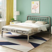 环保加厚304不锈钢床1.5m1.8米双人床卧室现代简约单人铁艺钢架床