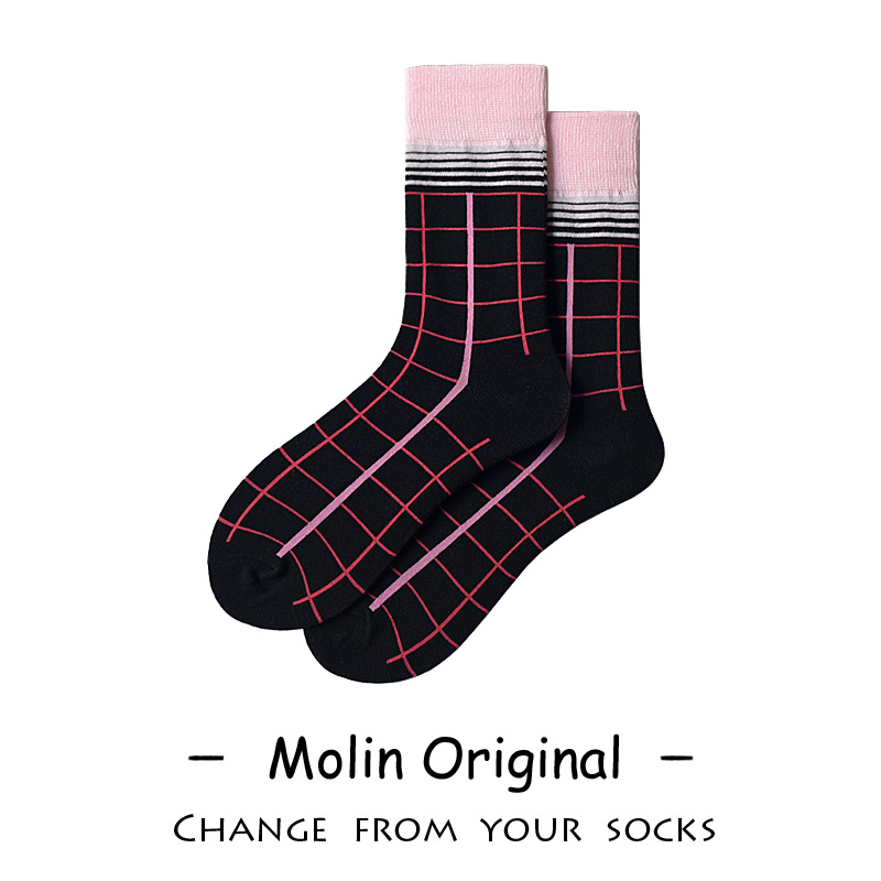 Mohan Original Internet Celebrity Model Style European and American Fashion Brand Fashion Street All-Match Fashion Striped Plaid Tube Socks Children