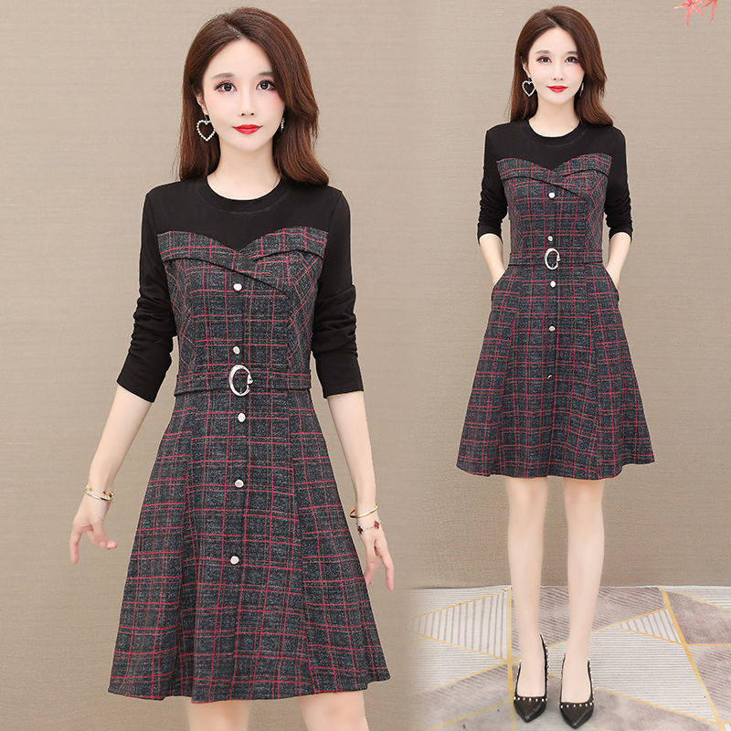 秋装小格子连衣裙