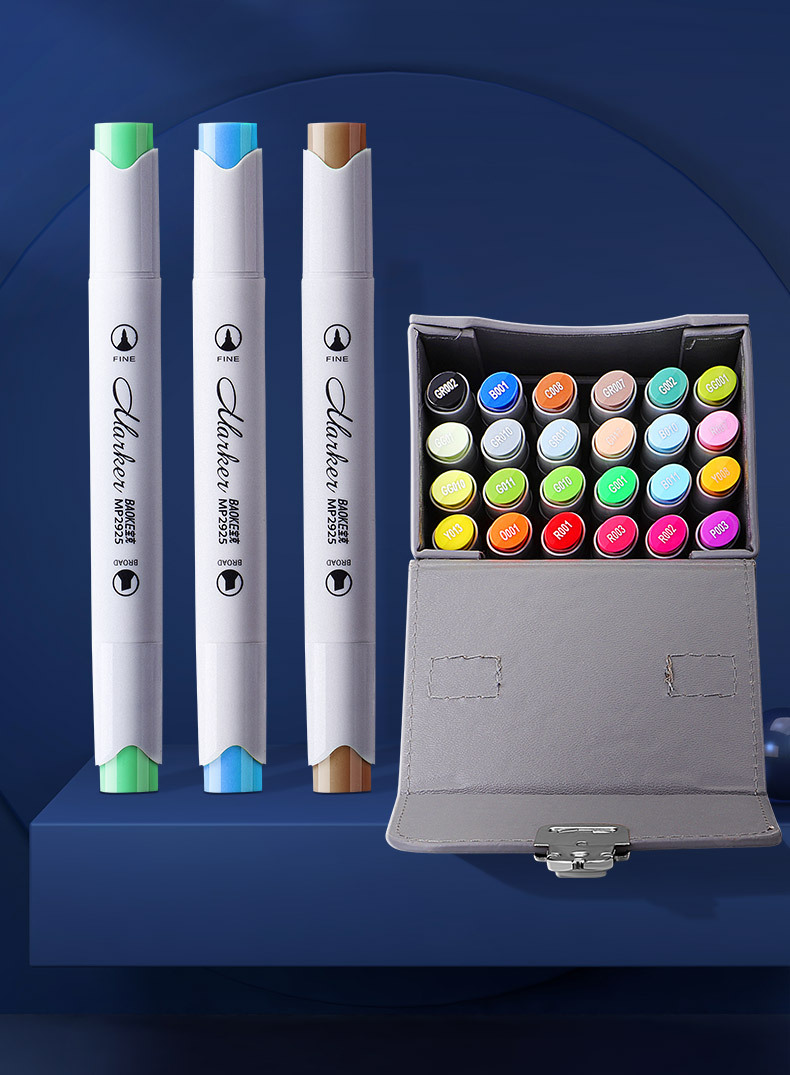 宝克双头油性马克笔多色套装12色18色24色美术绘画海报广告笔动漫