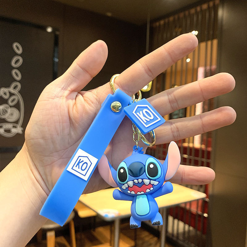 Stitch Cartoon Key Button Pendant Couple Lovely Bag Hanging Ornament Creative Soft Silicone Doll Car Key Chain
