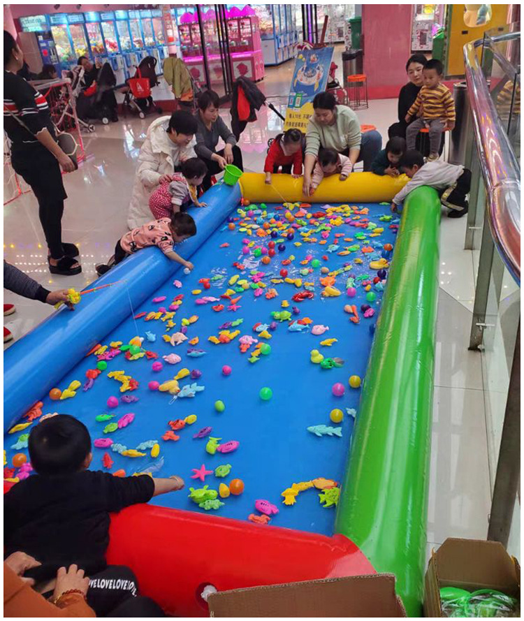 儿童钓鱼玩具套装 加厚充气钓鱼池捞鱼池 小孩广场钓金鱼生意摆摊