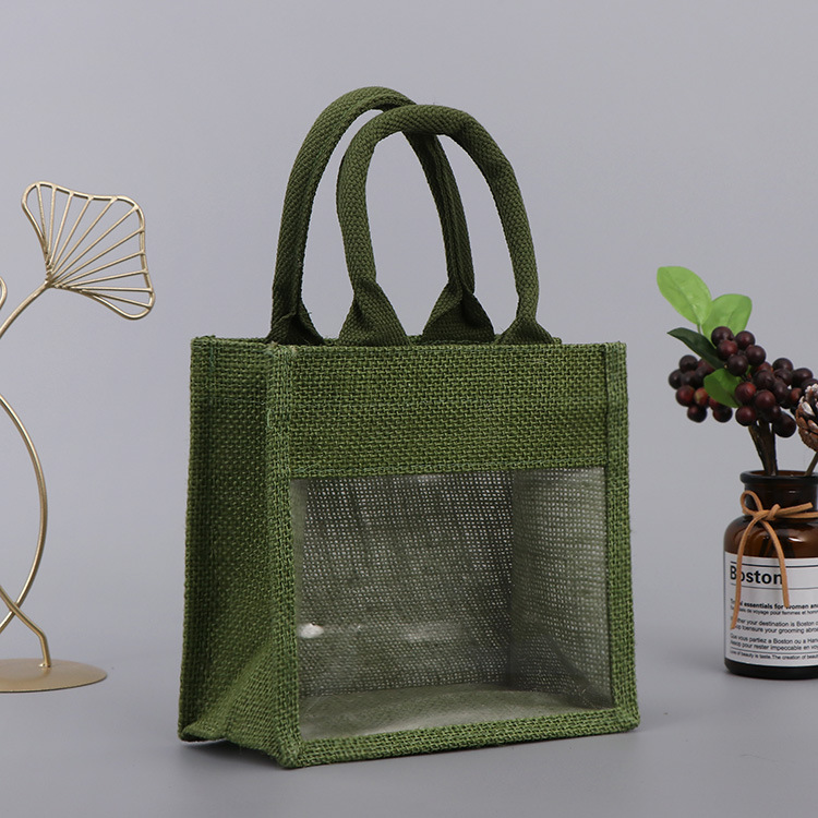 Creative Retro Linen Shopping Handbag Gift Gunnysack DIY Hand-Painted Sack Printable Logo