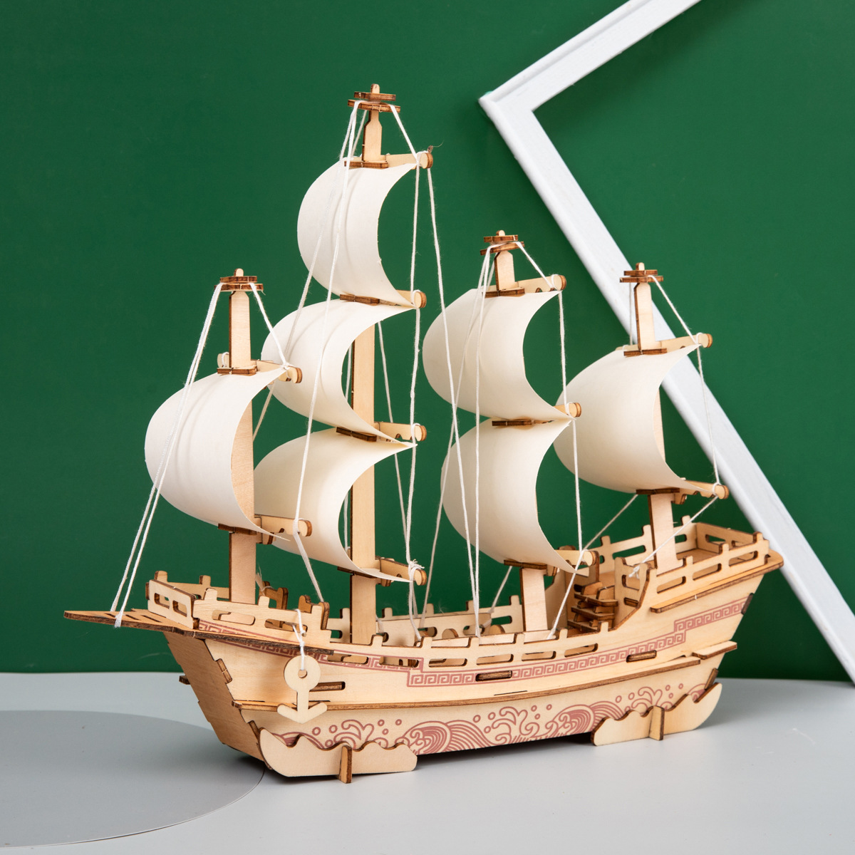 Hot Sale Cross-Border Stall 3d 3d Puzzle Model Handmade Wooden Assembled Ship Model Educational Diy Creative Toy Gift