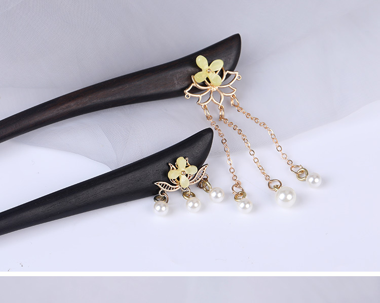 黑檀木簪子简约现代盘发木钗 桂花发簪古风发饰 日常挽发汉服头饰