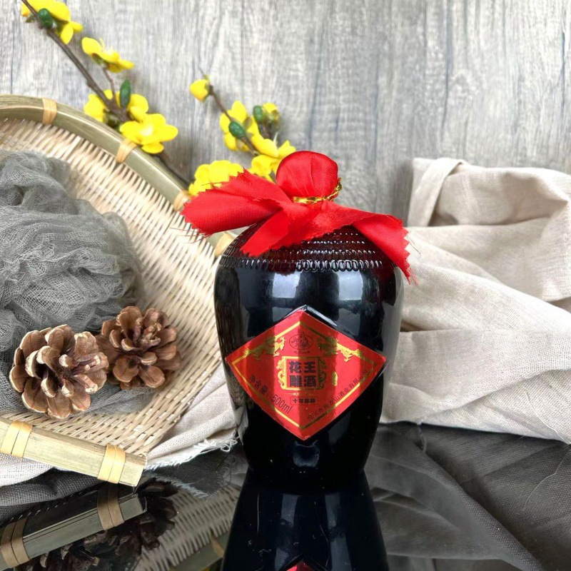 绍兴特产抱龙山花雕王十年陈半甜型黄酒500mlx6礼盒中秋送礼老酒 图片