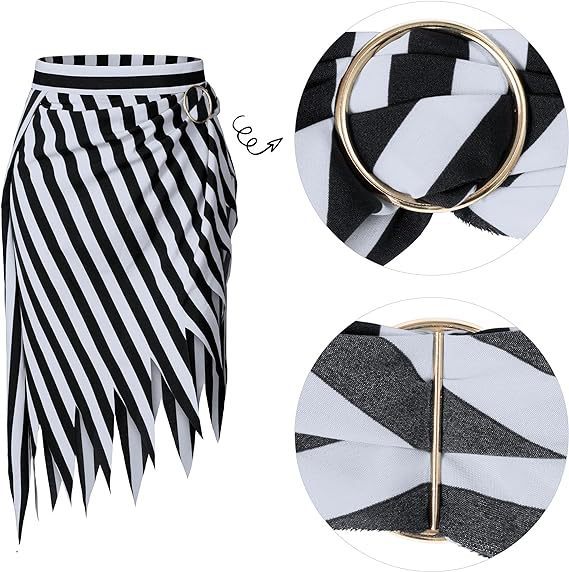 亚马逊新款 欧美海盗头巾 角色扮演服装烧花尖角条纹绑带半身裙女