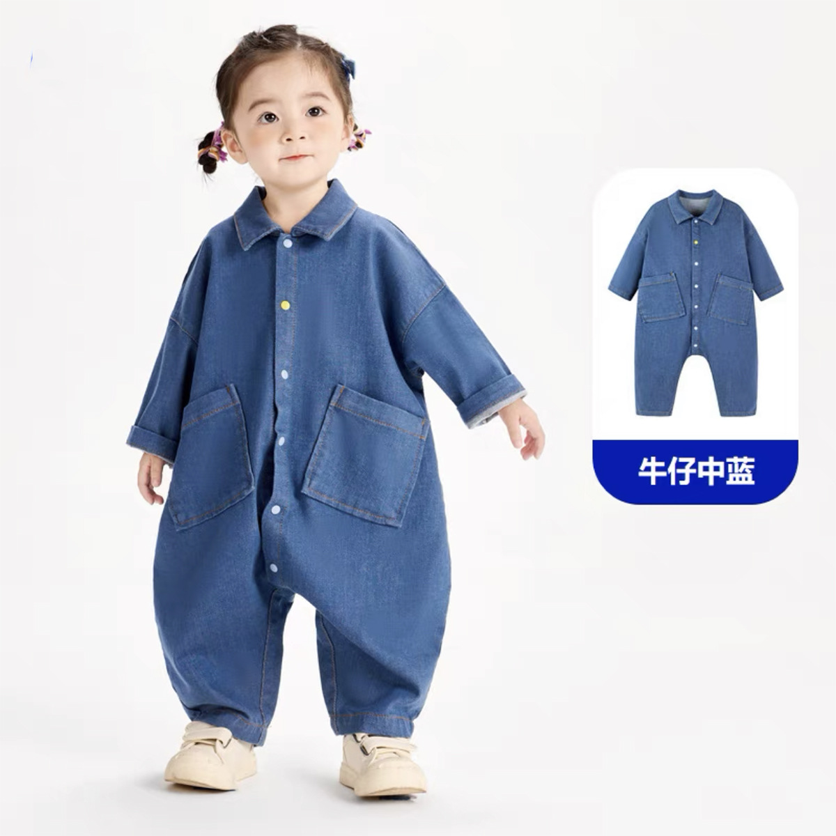 Baby Romper Jumpsuit Newborn Romper Denim Boys and Girls Baby 2024 Spring New Baby Outing Clothes Baby Clothes