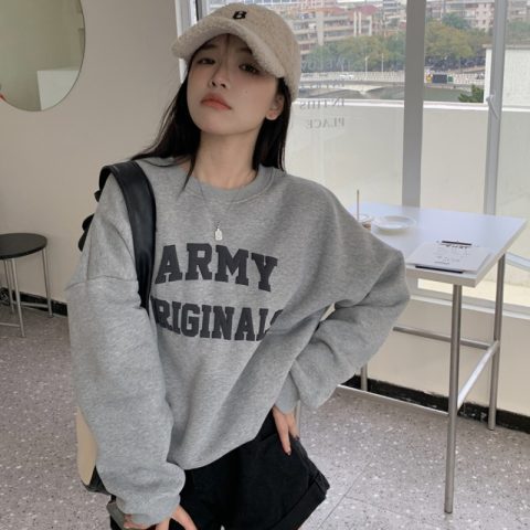 超火cec卫衣女春秋韩版oversize无帽薄款外套ins潮学生宽松上衣服