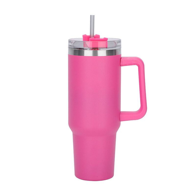 40Oz Cup with Straw Portable Cup 304 Stainless Steel Thermos Cup Beer Steins Handle Large Ice Cup Foreign Trade New