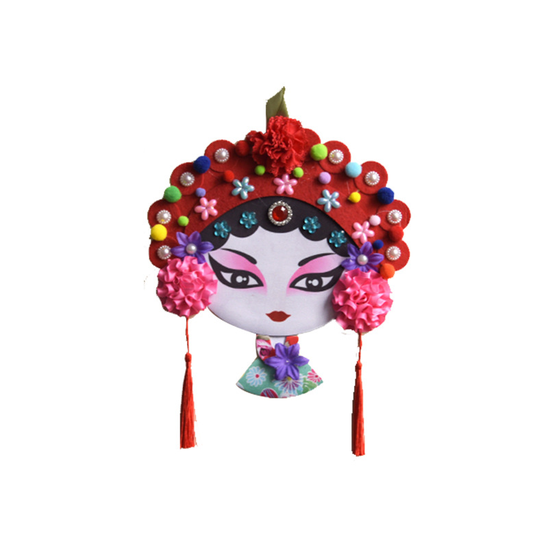 创意手工粘贴京剧花旦装饰青花竹编儿童动手美劳脸谱批发