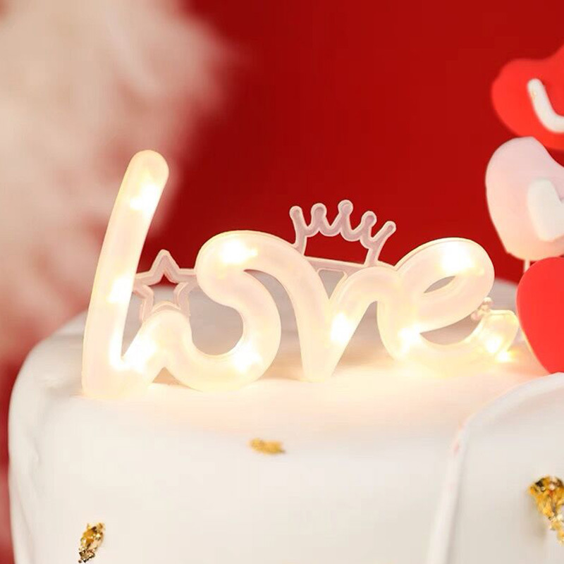 妇女节小红书同款蛋糕装饰1314 love发光灯摆件韩系毛绒小熊摆件