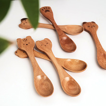 儿童榉木木勺动物勺创意木质卡通勺可加工木调羹可刻logo批发