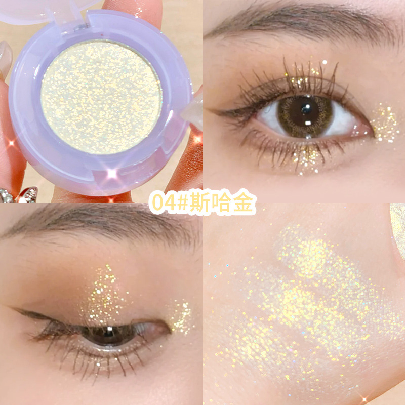 Makeup Xixi Monochrome Eyeshadow Shiny Crystal Super Shiny Highlight Brightening Crouching Silkworm Mashed Potatoes Eye Shadow Plate Waterproof Smear-Proof