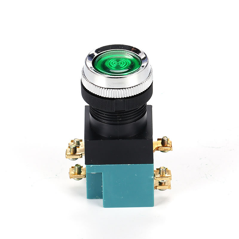 la19-11d 绿红色 220v 带指示灯自复位点动按钮开关 25mm