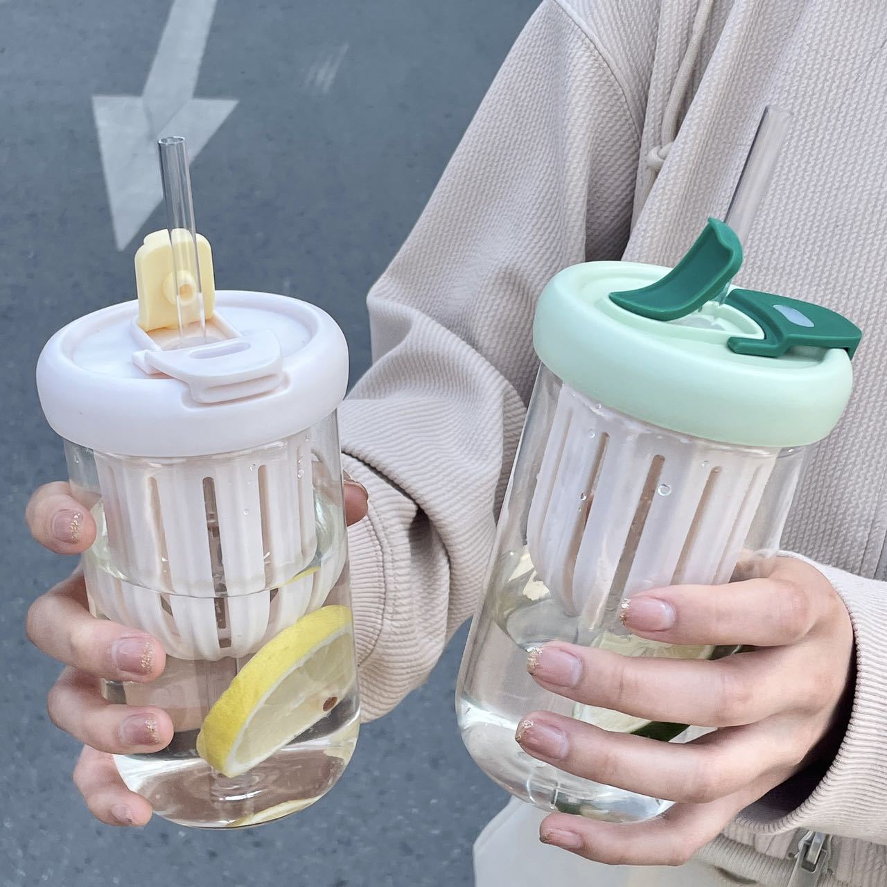 New Tea Water Separation Cup with Straw Water Cup Portable Summer Household Tons Cup High-Looking Popular Student Milky Tea Cup