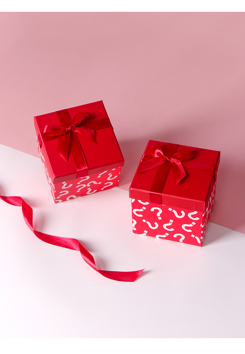 盲盒2020网红新款红色问号惊喜神秘 蝴蝶结结婚礼伴手礼礼盒空盒