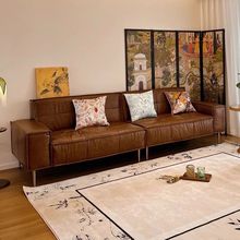 沙发客厅轻奢意式极简设计师现代简约小户型复古油蜡皮沙发