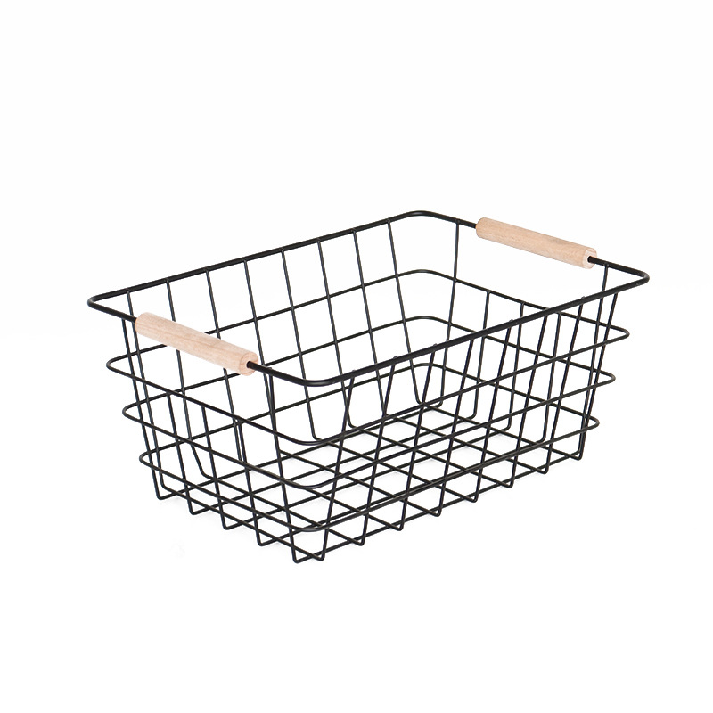 Beech Storage Basket Simple Iron Desktop Metal Storage Basket Bathroom Grid Storage Rack Living Room Storage Basket