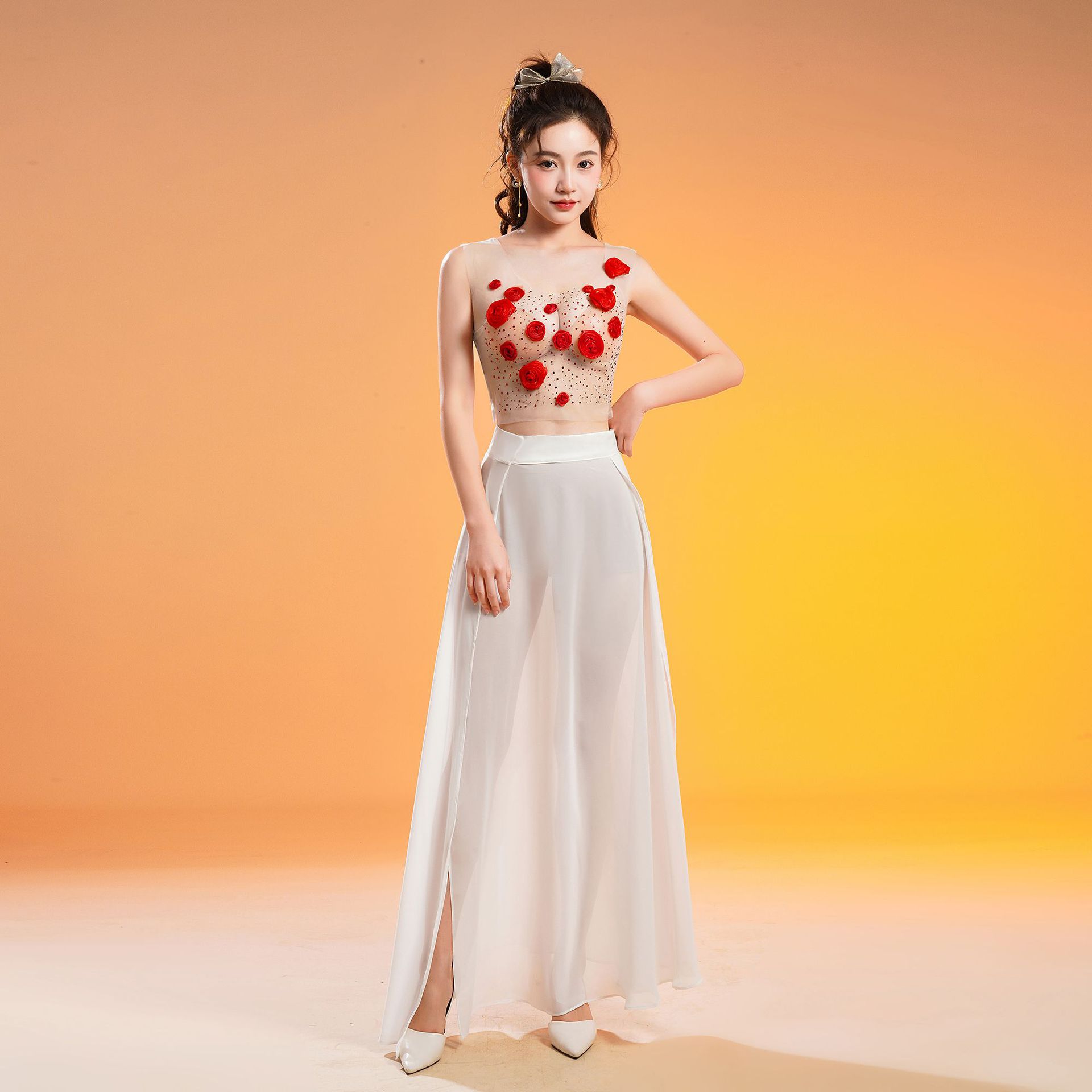 g115/小礼服裙女长款气质显瘦连衣裙透视无袖性感夜场桑拿女装