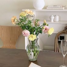 欧式玻璃花瓶透明白色花卉水培富贵竹百合绿植客厅桌面插花摆件