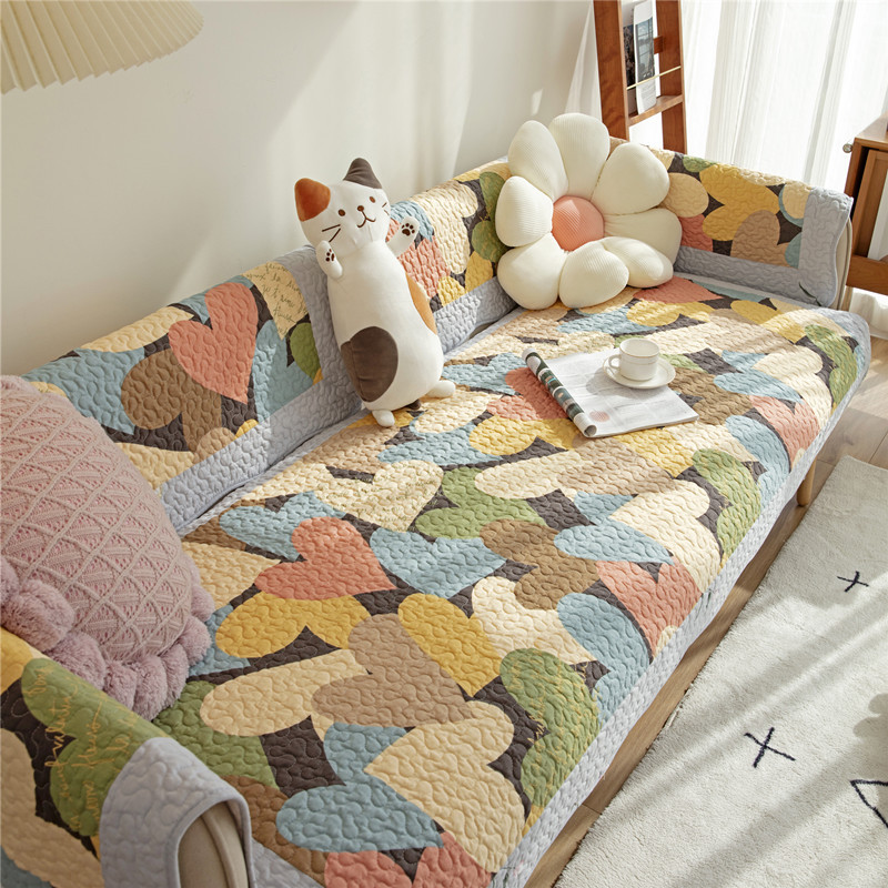 四季通用水洗棉布弧形拼接沙发垫 现代简约防滑沙发坐垫巾批发