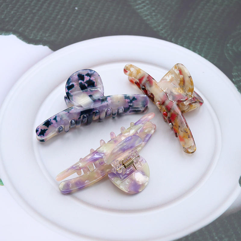 日韩醋酸一字抓夹9cm中号鲨鱼夹洗澡后脑勺发夹网红少女学生发抓