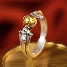 复古风文殊菩萨智慧之眼戒指男女同款做旧工艺泰银创意食指手饰品