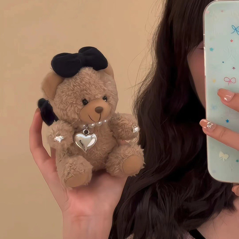 秋冬美拉德小熊发圈可爱毛绒公仔发绳头绳弹力绑发皮筋皮绳发饰女