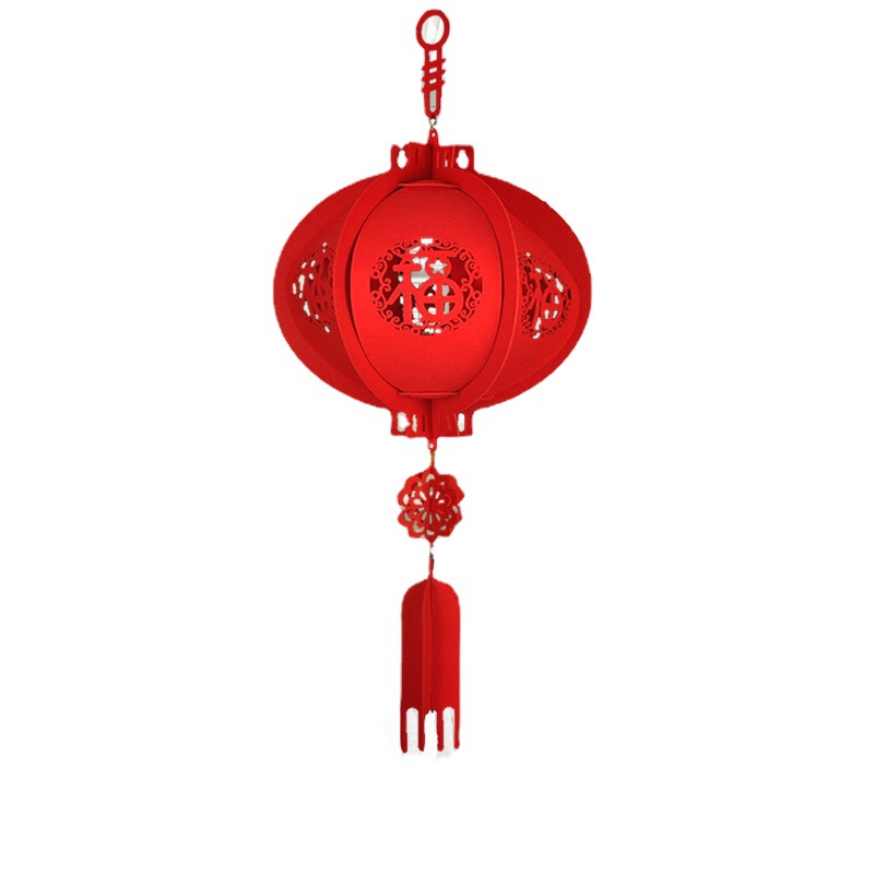中国红灯笼新年用品元旦装饰无纺布宫灯婚房布置立体福字灯笼挂件