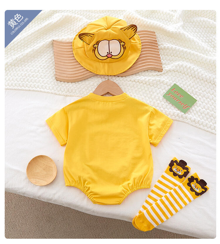 Infant Jumpsuit Newborn Half Sleeve Sheath Clothes Male and Female Baby Cartoon Printed Outing Clothes Triangle Romper Fashion Baby Clothes