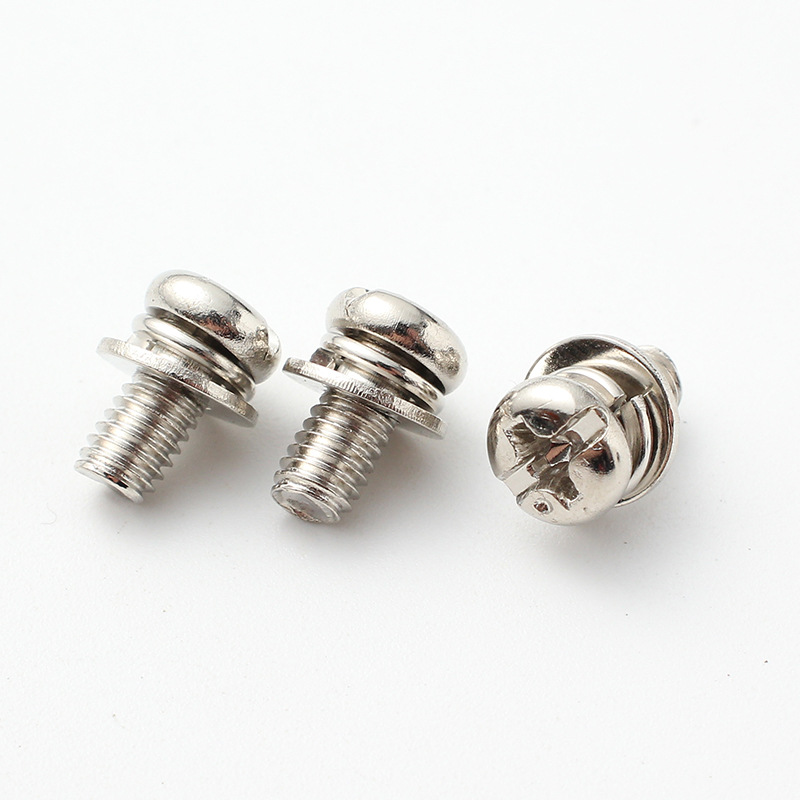 镀镍三组合螺丝十字盘头三组合螺丝十一字圆头螺钉套搓m3m4m5m6