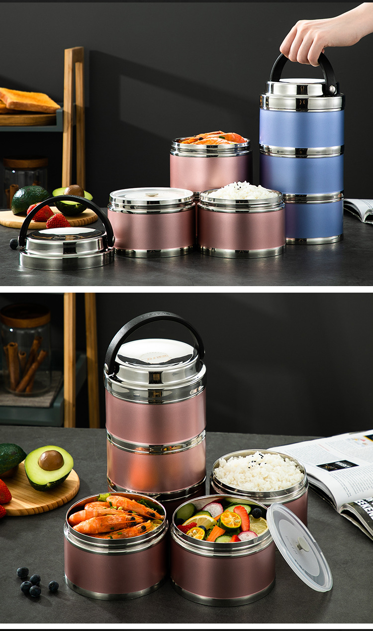 304不锈钢提锅 多层保温饭盒学生便当餐盒成人分格提篮食格定制