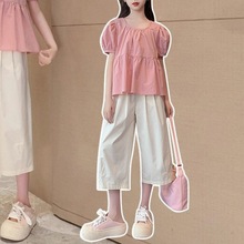女童套装夏装2024新款洋气儿童夏季韩版时髦中大童网红短袖两件套