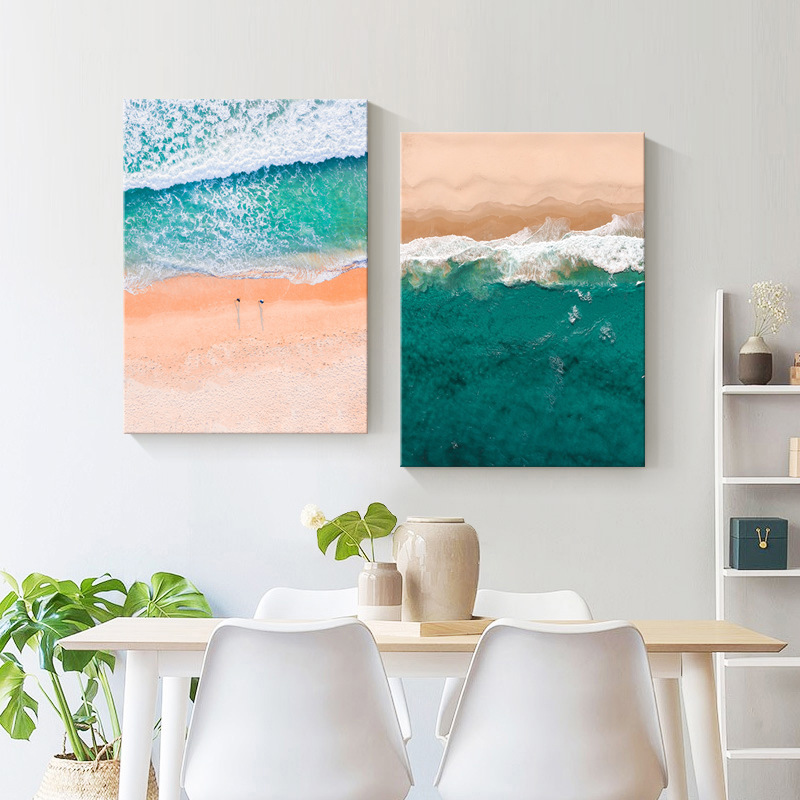 现代简约客厅装饰画北欧大海沙滩海浪风景酒店公寓民宿挂画内框画