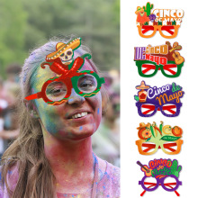 新款墨西哥狂欢节拍照眼镜五月五日节活动聚会装饰草帽吉他眼镜框