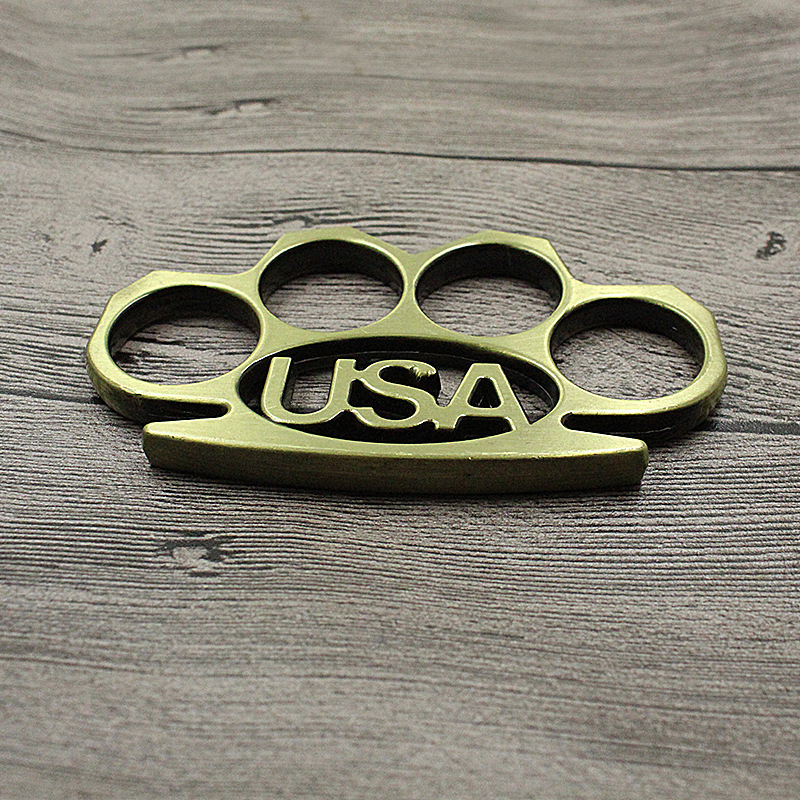 黄铜usa美国大兵指虎拳扣四指拳环防卫搏击指节铜环扣edc户外防身