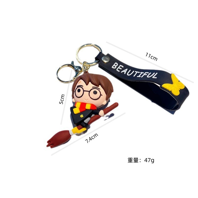 Creative Cartoon Harry Potter Keychain Cute Flying Harry Ron Hermione Key Chain Men and Women Handbag Pendant