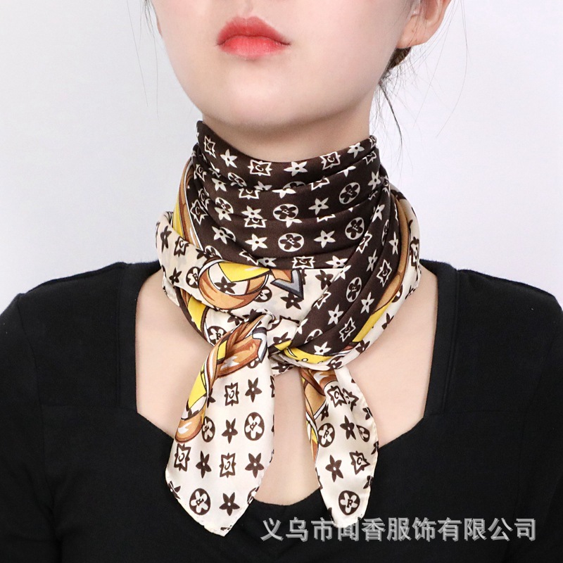 70cm Fashion Square Scarf Classic Presbyopic Letter Scarf Female Ornament All-Match Product Hot Small Scarf Scarf Wholesale