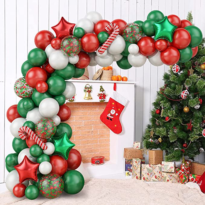 Cross-Border Christmas Rubber Balloons Arch Garland Party Decoration Supplies Christmas Decorations Arrangement Balloon Set