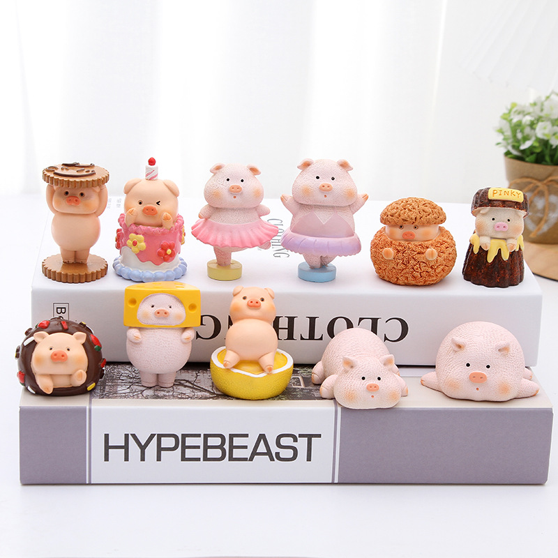 Creative Japanese Style Groceries Piggy Resin Animal Ornaments Car Home Decorative Crafts Gift Cake Ornaments