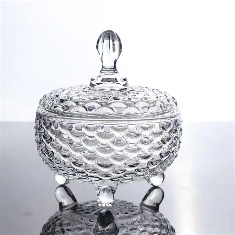 Glass Candy Cylinder Candy Dish Fruit Plate Snack Storage Jar Creative Dried Fruit Pot Tea Table Decoration Coffee Sugar Bowl