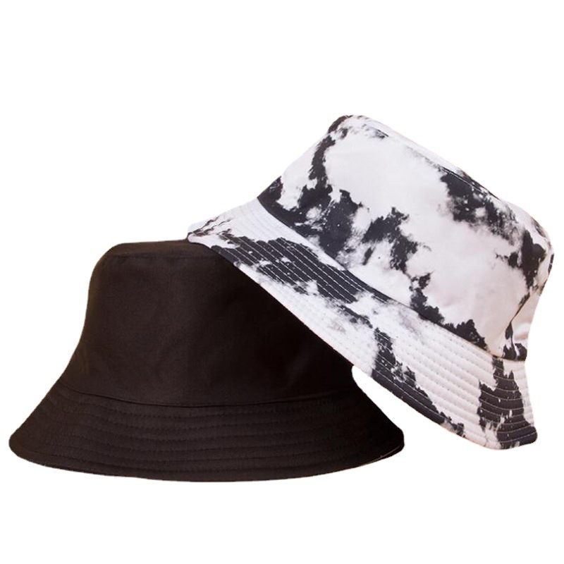 Cross-Border Double-Sided Tie-Dyed Fisherman Hat Men's and Women's Spring and Summer Korean Fashion Printed Sun Protection Hat Sun Hat Bucket Hat