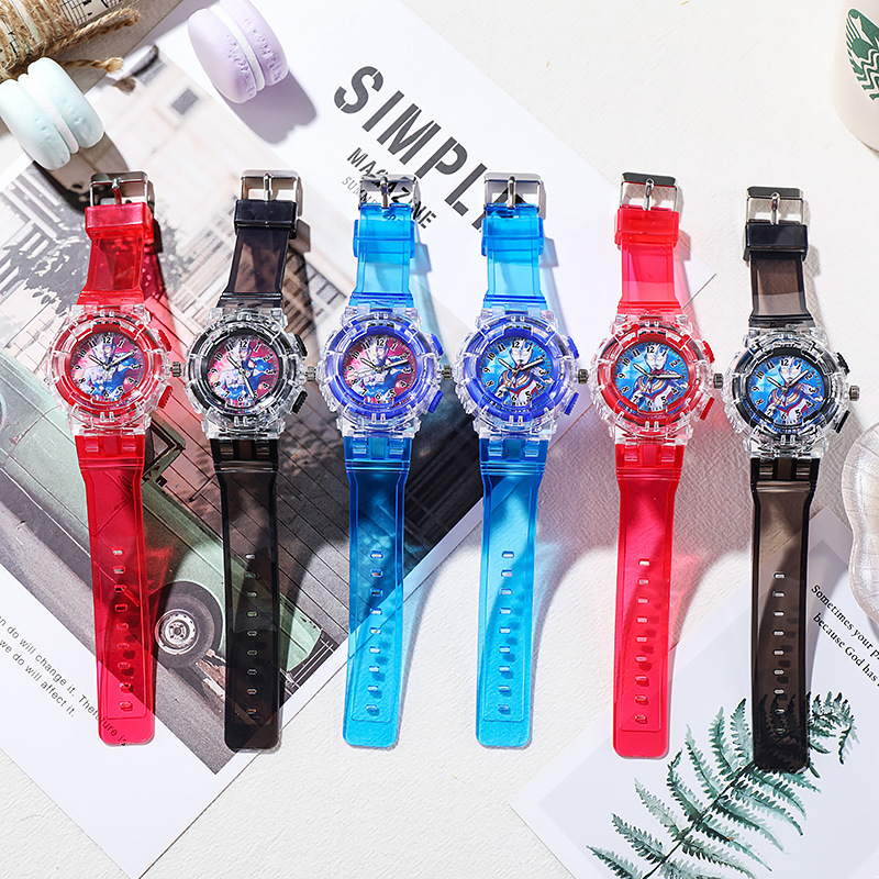 Led Luminous Ultraman Watch Wholesale Children's Watch Cartoon Primary School Student Watch Gift Electronic Watch Luminous