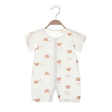 婴儿衣服夏薄款睡衣0-3月初生宝宝连体衣短袖透气爬服哈衣
