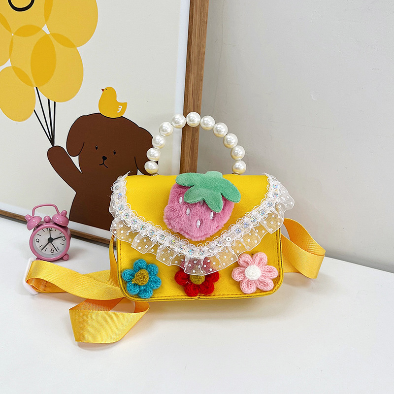 Children's Bag Pearl Hand Crossbody Bag Girls' Lace Princess Bag Little Girl Coin Purse Accessories Small Bag