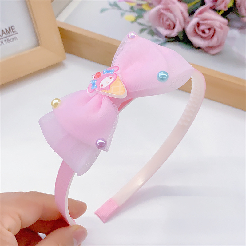 New Hair Accessories Wholesale Children's Little Girl Chiffon Bow with Ice Cream Cartoon Animal Headband Hairpin Hair Hoop