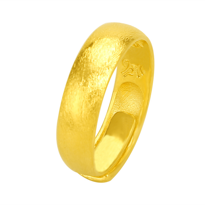 2021跨境越南沙金古法六字真言戒指女男款硬金情侣对戒求婚礼镀金