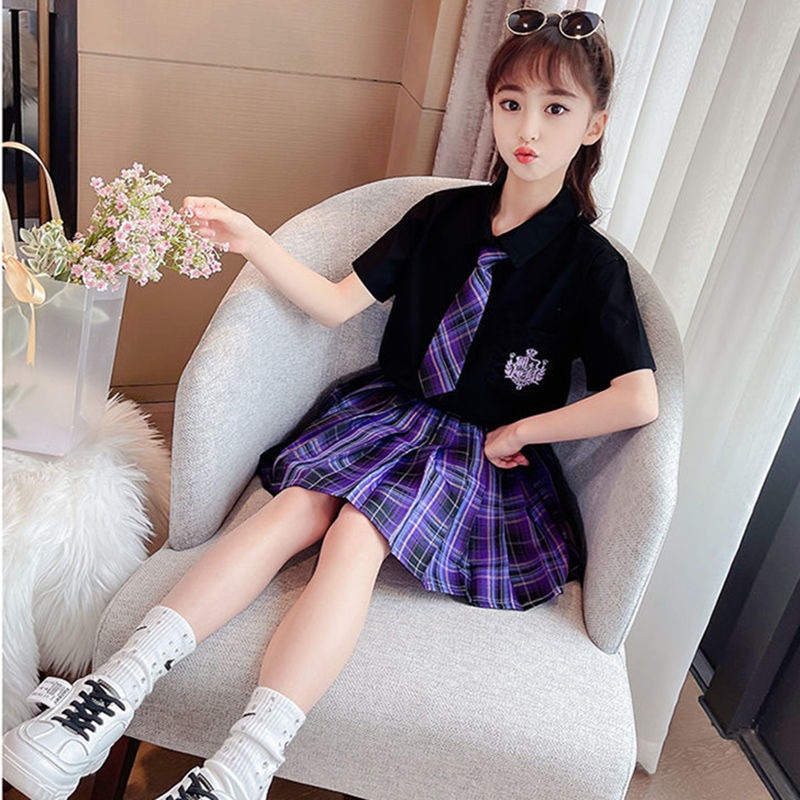 女童jk制服裙套装夏季2022新款网红洋气学院风小学生儿童两件套裙